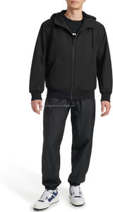 Sweat à capuche zippé doublé en sherpa pour homme, veste en polaire chaude, coupe classique, douce, hiver, 100% coton, écologique, coupe-vent, noir - Product Image 5