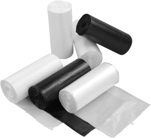 Black Moisture Proof Garbage Bags Roll with Zipper Top Flat <b>Pocket</b> Trash Bags Household Disposable LDPE Heat Seal - Product Image 4