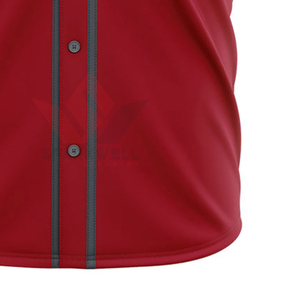 Maillot de baseball rouge pour homme, manches courtes, anti-humidité, boutons sur le devant, couleur unie, coupe classique, vêtements pour toutes les saisons - Product Image 4