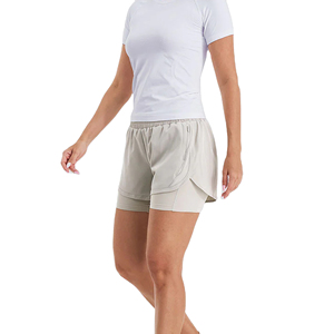 Shorts de yoga cortos para mujer, cintura elástica, color liso, ropa deportiva, con servicio OEM de calidad económica. - Product Image 4