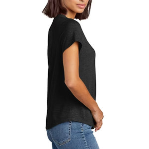 T-shirt pour femme de haute qualité, coupe ajustée, logo personnalisé, en spandex/coton, anti-rides, respirant, pour l'été - Product Image 3
