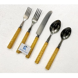 Ensemble de couverts de restaurant modernes en acier inoxydable noir plaqué avec manche, couteau, cuillère, fourchette, vaisselle, couverts de table - Product Image 2