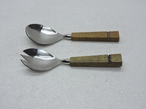 Juego de servidores de ensalada de acero inoxidable con mango de resina, vajilla sofisticada para gastronomía gourmet, para minoristas y hostelería. - Product Image 5