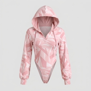 Body de una pieza con capucha y manga larga para mujer, ajustado, informal, estilo urbano, mono de moda. - Product Image 6