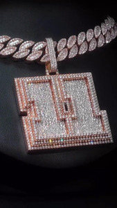 Colgantes y Dijes Personalizados de Plata 925 con Moissanita Certificada IGI, Corte Esmeralda, Baño de Oro Rosa, Engaste de Bisel, VVS, Estilo Hiphop, Número 925, para Fiesta - Product Image 3