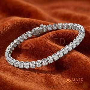 สร้อยข้อมือเทนนิสทรงกลมประดับมอยส์ซาไนต์เงินแท้ 925 สำหรับผู้หญิง เครื่องประดับแฟชั่น ของขวัญแต่งงาน สไตล์หรูหรา - Product Image 2