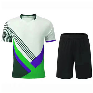 Vente en gros de maillots et shorts de tennis pour hommes en polyester 100% avec impression numérique personnalisée, tenue d'équipe pour adultes, kit uniforme, séchage rapide - Product Image 1