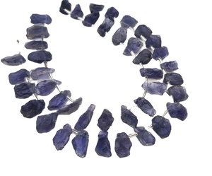 Bleu naturel brut Iolite pierre précieuse forme inégale côté percé brut non traité pour la fabrication de bijoux en gros - Product Image 2
