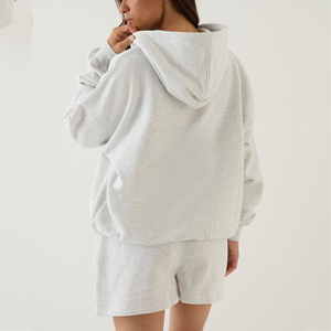OEM Custom Womens Hoodie <b>Shorts</b> Set Polyester Cotton Casual Style DTF Personalized Print <b>Lounge</b> Outfit Matching Two Piece Set - Product Image 2