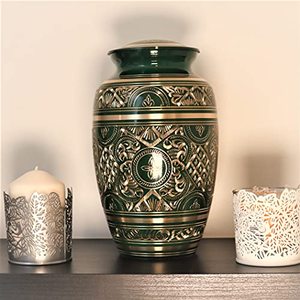 Cercueil funéraire exclusif en laiton antique pour adultes, conçu avec une finition texturée artistique décorative - Product Image 3
