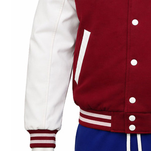 KIC Letterman Varsity <b>Jacket</b> <b>Men</b> Red <b>White</b> Embroidered Baseball Bomber Casual Style Regular Fit Winter Wear Coated Stand Front - Product Image 5