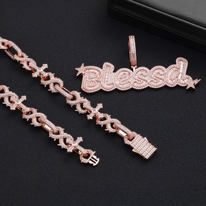 925 Silver Moissanite <b>Custom</b> <b>Name</b> Pendant Rose Gold Baguette Pave Personalized Script <b>Necklace</b> Charm Luxury Pendant - Product Image 6