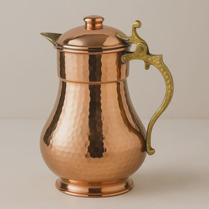 Pichet à eau en cuivre martelé à la main avec couvercle : 67 oz, vaisselle ayurvédique - Product Image 4