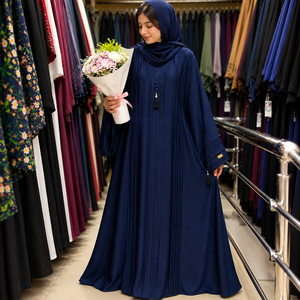 Abaya Premium con Abertura Frontal y Bordado Floral, Color Caqui Real, Abaya de Lujo con Bordado de Rosas, Abaya Abierta Elegante en Color Caqui Nida - Product Image 3