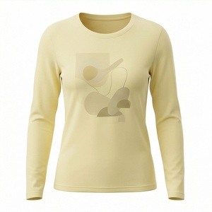 T-shirt à manches longues et col rond pour femme, couleur personnalisée, coton biologique de luxe, pré-rétréci, certifié GOTS, coupe classique, tissu doux de qualité supérieure - Product Image 1