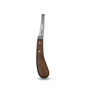 Couteau à sabots professionnel réutilisable à lame amovible pour droitier, en acier forgé, outil de fermeur avec manche en bois texturé, pour sabots profonds et usage chirurgical - Product Image 1