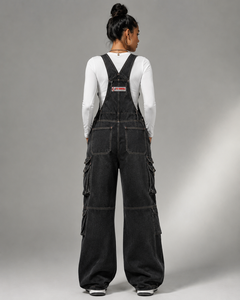 FLY HUMBLE SPORTSWEAR Salopette da <span class=keywords><strong>donna</strong></span> in denim <span class=keywords><strong>verde</strong></span> oliva con tasche <span class=keywords><strong>cargo</strong></span>, vita media, vestibilità ampia, elegante, traspirante, per l'estate, economica - Product Image 5