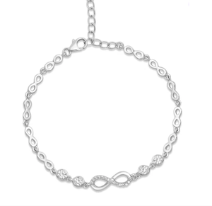 Rhodium Plated 925 Sterling <b>Silver</b> <b>Charm</b> <b>Bracelet</b> for Women Elegant Protective Symbol Fashion Jewelry Handmade 6.0 Inches - Product Image 1