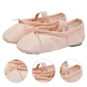 Chaussures de danse pour filles, ballerines en toile rose, prix OEM, vente directe d'usine, design personnalisé, cuir souple, nouvelle semelle fendue. - Product Image 2
