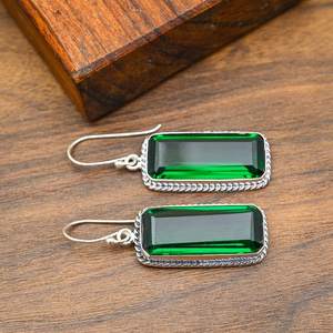 Boucles d'oreilles en diopside chromé, faites à la main, élégantes, en argent sterling 925, bijoux en diopside naturel, cadeau de Thanksgiving - Product Image 2