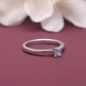 IGI Certified Lab Grown Diamond <b>Ring</b> 14K White / Rose & Yellow Gold Blue <b>Cushion</b> Cut Solitaire Engagement <b>Ring</b> for Women - Product Image 5