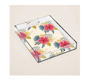 Plateau de service en acrylique à motif imprimé classique, prix de gros abordable, plateau de service de qualité alimentaire, article de vaisselle pour la maison et le jardin - Product Image 3