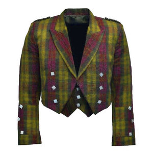 Yellow Maroon Tartan Prince Charlie Jacket Highland <b>Wedding</b> Jacket Top Sell Oem Odm Scottish for Men's - Product Image 1