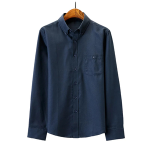 เสื้อเชิ้ตผู้ชายถักนิตติ้งแบบขายส่ง เป็นมิตรกับสิ่งแวดล้อม สไตล์ลำลองสำหรับฤดูใบไม้ร่วง แขนยาว สีพื้น ผ้าฝ้าย/ใยไผ่ ไซส์ใหญ่ - Product Image 3