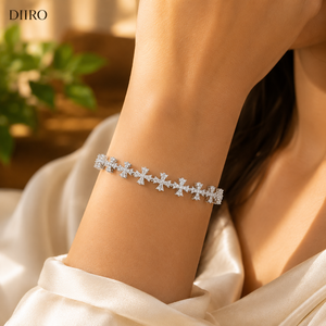 Gold Plated Tennis Cross <b>Bracelet</b> 925 Sterling <b>Silver</b> Women's Round Shape Diamond Custom Jewelry - Product Image 5