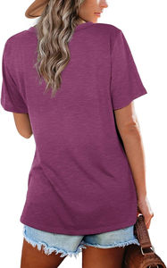 Camisetas de Manga Corta con Cuello en V para Mujer al por Mayor, Transpirables, de Secado Rápido, Casuales, Lindas, de Verano, Sólidas, Personalizadas, Ecológicas - Product Image 3