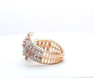 Anillo de Oro Rosa de 14k con Diamantes Cruzados Abiertos, Certificado IGI, Joyería Contemporánea con Diamantes Cultivados en Laboratorio de Varias Hileras - Product Image 3