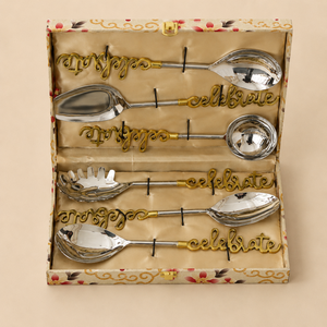Juego de Servidores de Ensalada Celebrate, Cuchara y Tenedor de Metal para Servir, en Caja de Regalo, Aptos para Lavavajillas, Vajilla Moderna - Product Image 1