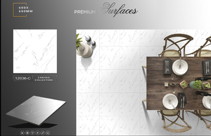 Azulejos de Porcelana Esmaltada de Diseño Moderno de 600 x 600 mm, Venta al por Mayor de Fábrica, Blancos y Negros, Pulidos y Brillantes para Uso en Interiores - Product Image 1