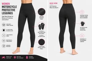 Women Plus Size Premium Quality Breathable CE-Approved Polyester Spandex High Waist Protective Motorcycle Riding Leggings Pant - Product Image 6