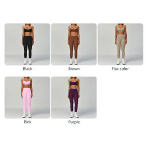 Conjunto Deportivo de 2 Piezas para Mujer, Transpirable, Bra Deportivo y Leggings, Diseño Sólido, Talla XS, con Logotipo Frontal - Product Image 2