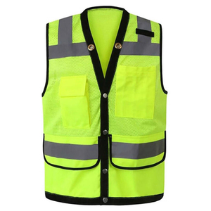 เสื้อกั๊กสะท้อนแสงแบบ Hi-Vis หลายกระเป๋า ระบายอากาศได้ดี ผลิตจากผ้าตาข่าย สำหรับงานก่อสร้าง เสื้อกั๊กความปลอดภัยสูง ขายส่ง รับผลิตตามแบบ OEM - Product Image 1