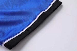Conjunto de Uniforme de Fútbol Unisex Azul y Blanco a Rayas, Manga Corta, Pantalones Cortos, Calcetines, Espinilleras, Transpirable, Ecológico, Secado Rápido, Verano - Product Image 3