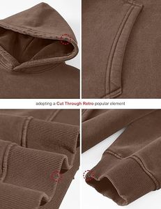 เสื้อฮู้ดดี้ผู้ชายไซส์ใหญ่ ผ้าฝ้ายเฟรนช์เทอร์รี่ 100% สีน้ำตาลล้วน แบบสวม มีกระเป๋าจิงโจ้ สไตล์ลำลอง - Product Image 3