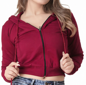 Sudadera con capucha rosa lisa y transpirable para mujer, con cremallera, hombros caídos, color sólido, con bolsillo canguro - Product Image 6
