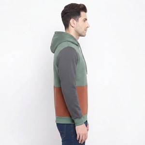 Sweat à capuche moderne pour homme, patchwork color block, en molleton de coton premium, avec poche kangourou, cordon de serrage, coupe décontractée, style décontracté - Product Image 3