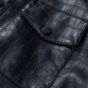 Chaqueta de Cuero PU Personalizable para Hombre, de Alta Calidad, Ecológica, Estilo Casual, Cuello Alto, Diseño Vintage, Tallas Grandes, Invierno - Product Image 3