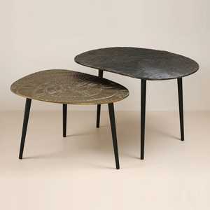 Top Rated Modern Oval Coffee <b>Table</b> Set of 2 Metal Finish Midcentury Design Living Room Furniture Durable Home Decor - Product Image 3
