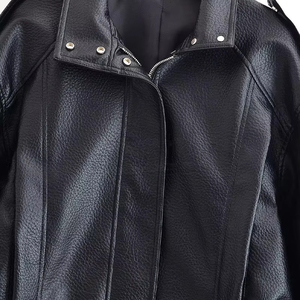 Chaqueta de Cuero Negra de Manga Larga, Estilo Otoñal, para Motocicleta, Marca Tamda International, Transpirable, Tallas Grandes, Personalizable para Equipos - Product Image 5