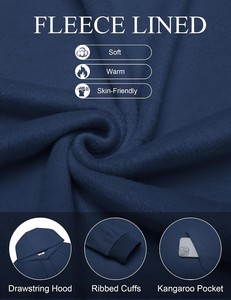 Sweat-shirt à capuche pour homme, demi-zip, double couche, design de capuche structuré, cordons de serrage réglables, coutures durables, tissu polaire doux - Product Image 5