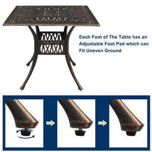 Tavolo Pieghevole Rotondo in Alluminio Pressofuso 81*81*104cm per Esterni, Tavolo Bronzo per Cortile, Picnic, Feste in Centro Commerciale, BBQ e Uso su Patio - Product Image 6