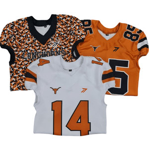 Maillot de football américain à design dégradé pour hommes, dégradé de couleurs, respirant, en polyester, logo personnalisé, numéro, faible MOQ, OEM, vente en gros B2B - Product Image 1