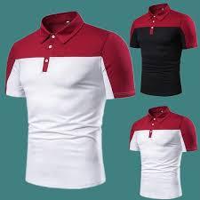 Men's Two-Tone Color Block Polo Shirt | <b>Maroon</b> and White Contrast Short-Sleeve Polo | Slim-Fit Athletic Casual <b>Top</b> - Product Image 2