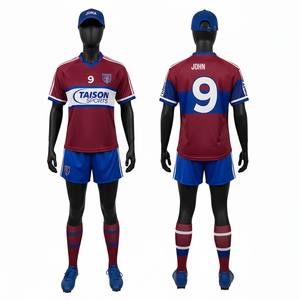 Uniforme de Fútbol Gaélico para Mujer, 150 GSM, Poliéster Transpirable Interlock, Diseño de Paneles Azul Granate, Sublimación, Equipación Personalizada para Equipo - Product Image 1