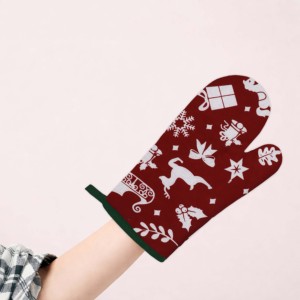 Christmas Printed Design 100% Cotton Customized <b>Oven</b> Mitten at Cheapest Price Manufacturer in India. - Product Image 2