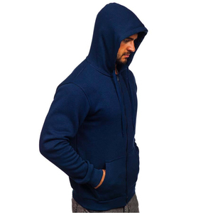 Sweat à capuche décontracté uni coupe classique respirant séchage rapide avec logo frontal en polyester/coton molletonné tricoté pour homme - Product Image 3